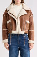 Vigoss Faux Shearling Lined Moto Jacket