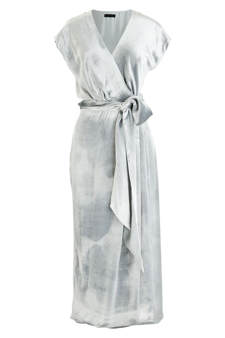 Collection Velvet Wrap Dress, Alternate, color, METALLIC SILVER