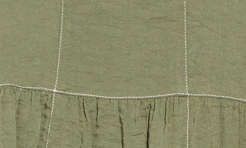 Adrianna Papell Crinkled Cap Sleeve Babydoll Crop Top In Green
