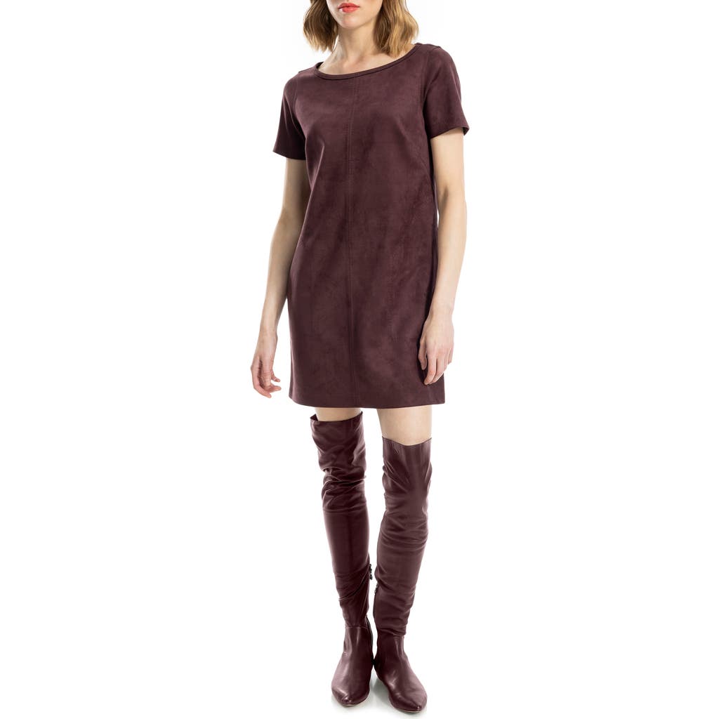 Max Studio Faux Suede Shift Dress In Burgundy