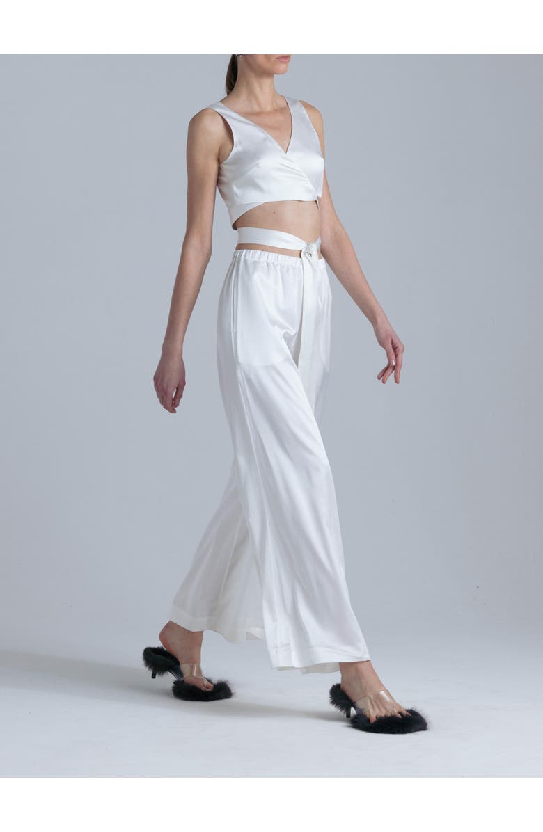 Alas Silk V-Neck Top, Alternate, color, Milk White