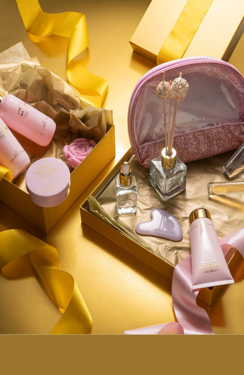 Lovery Luxury Spa Kit, 18Pc Relaxing Basket With Perfumes, Gua Sha And More, Alternate, color, Pink Rose