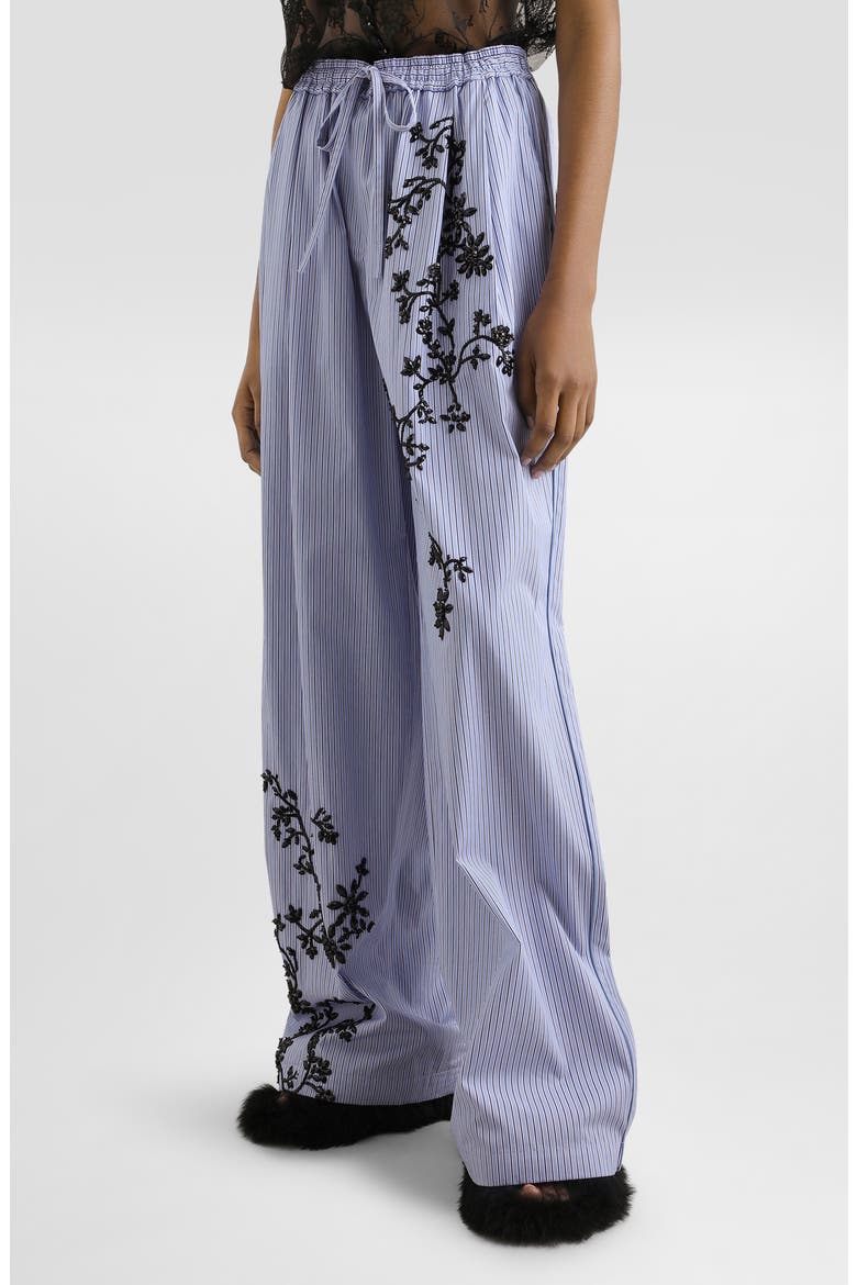 Embroidered Wide Leg Poplin Pants, Alternate, color, S8400 EMBROIDERED