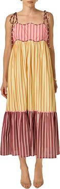 English Factory Colorblock Tie Strap Maxi Dress
