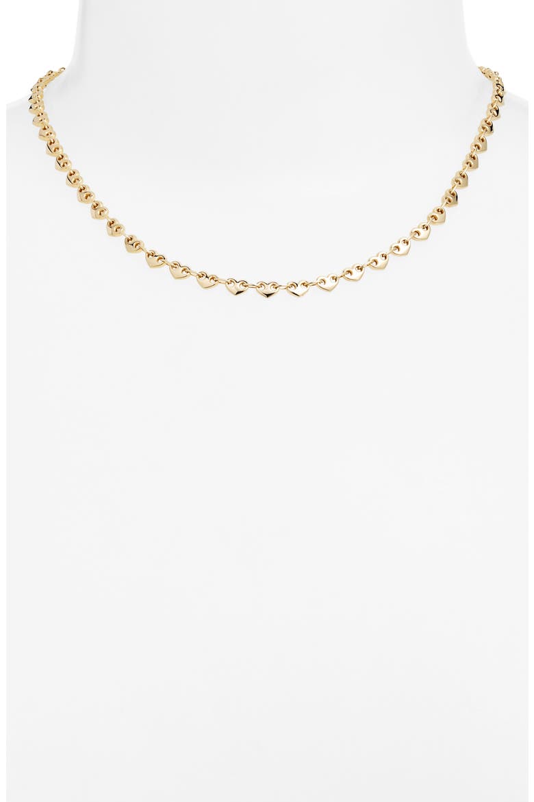14K Gold Small Puffed Mariner Heart Link Chain Necklace, Alternate, color, YELLOW GOLD