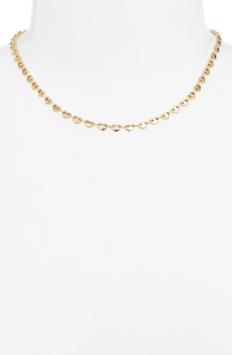 Zoë Chicco 14K Gold Small Puffed Mariner Heart Link Chain Necklace, Alternate, color,