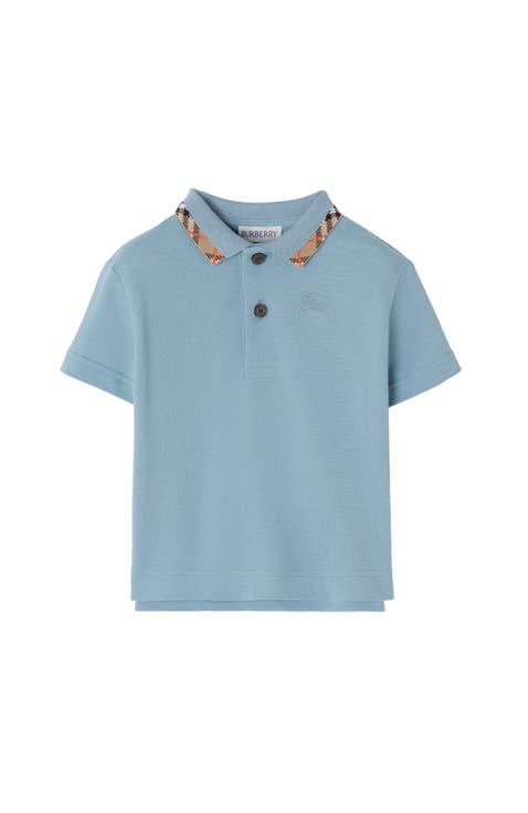 Check Collar Cotton Polo Shirt