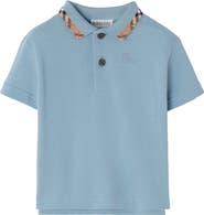 Burberry Check Collar Cotton Polo Shirt