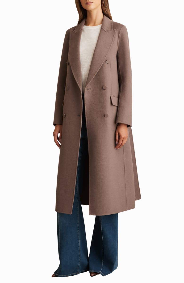 Reiss Maeve Belted Double Breasted Wool Blend Coat, Alternate, color, Mink Neutral