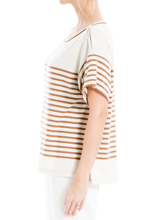Max Studio Stripe Boatneck T-shirt In Multi