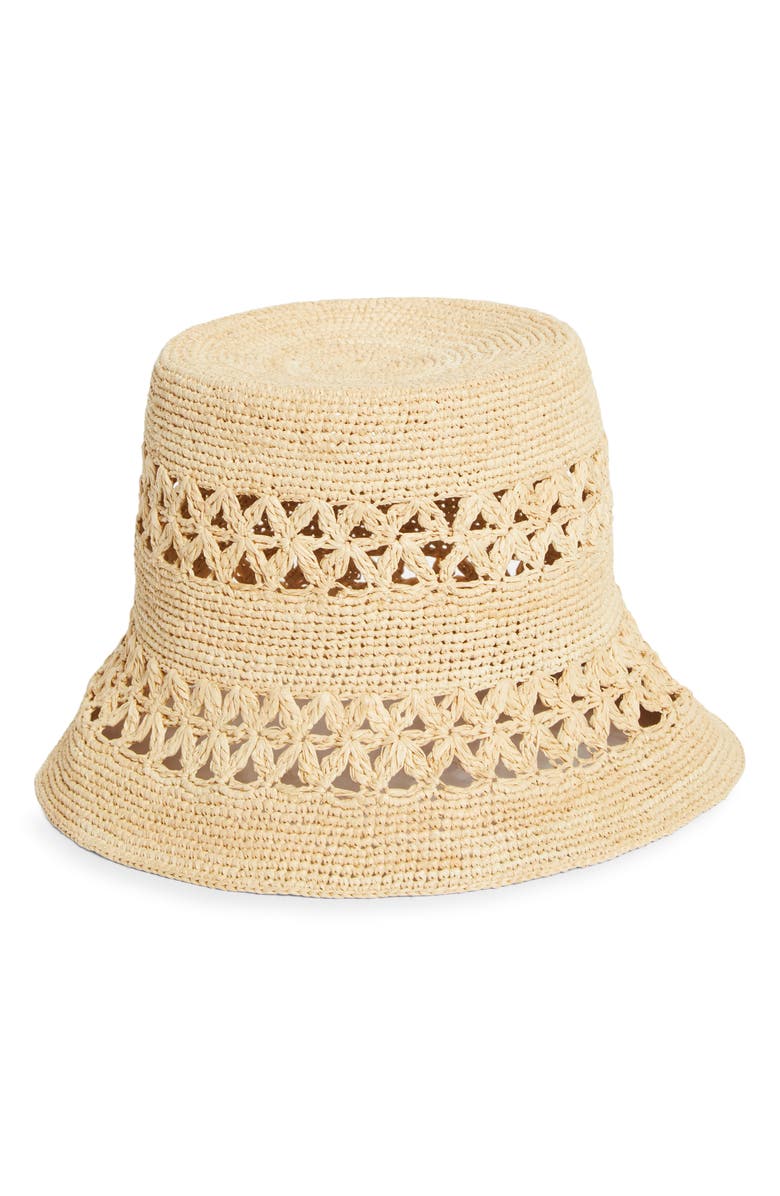 Zimmermann Raffia Bucket Hat, Alternate, color, Natural
