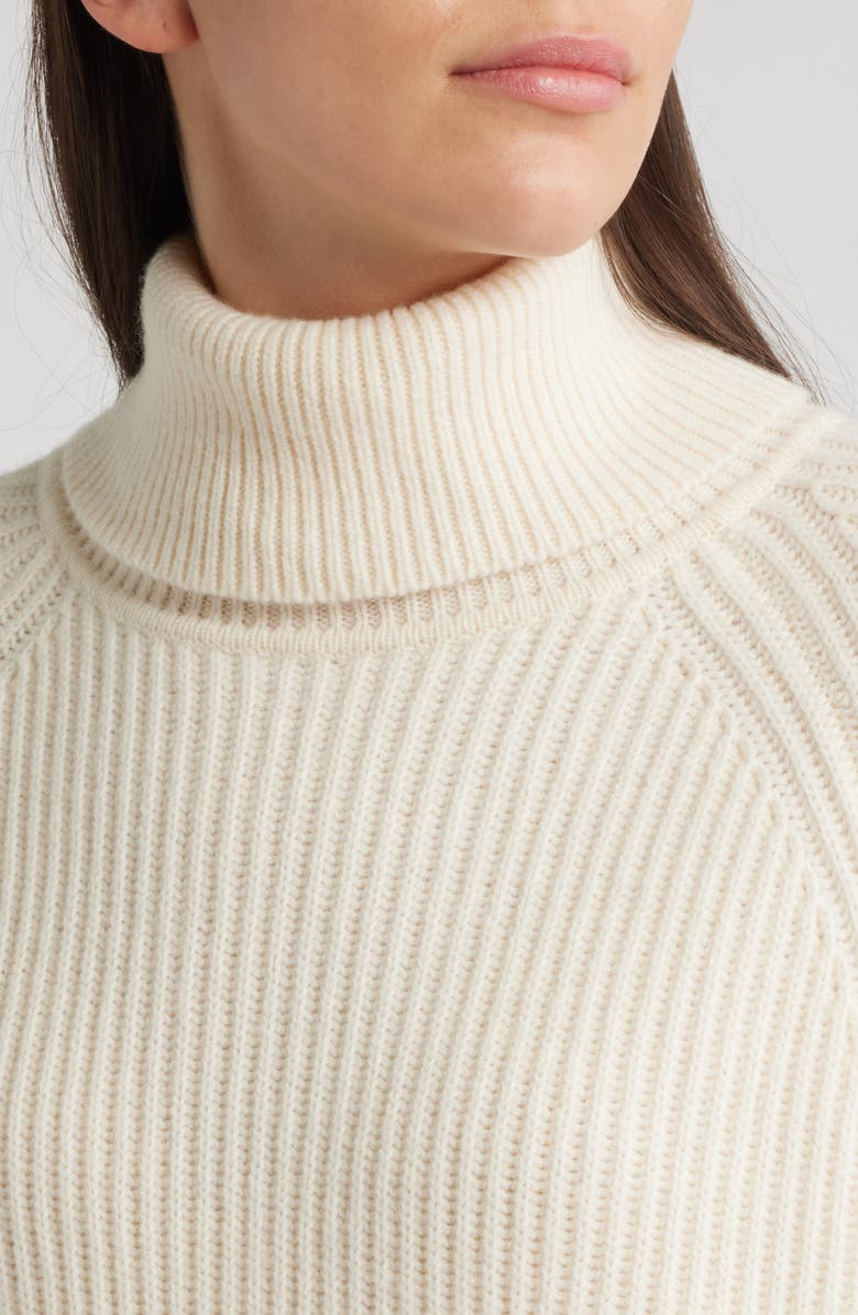 BOSS Foclore Long Sleeve Virgin Wool & Cashmere Turtleneck Sweater Dress, Alternate, color, Soft Cream