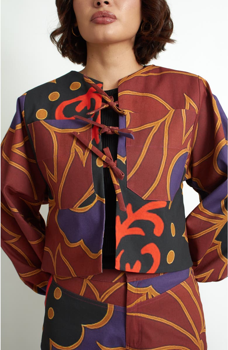 Florencia Davalos Coco Jacket, Main, color, Green Garden / Brown Floral