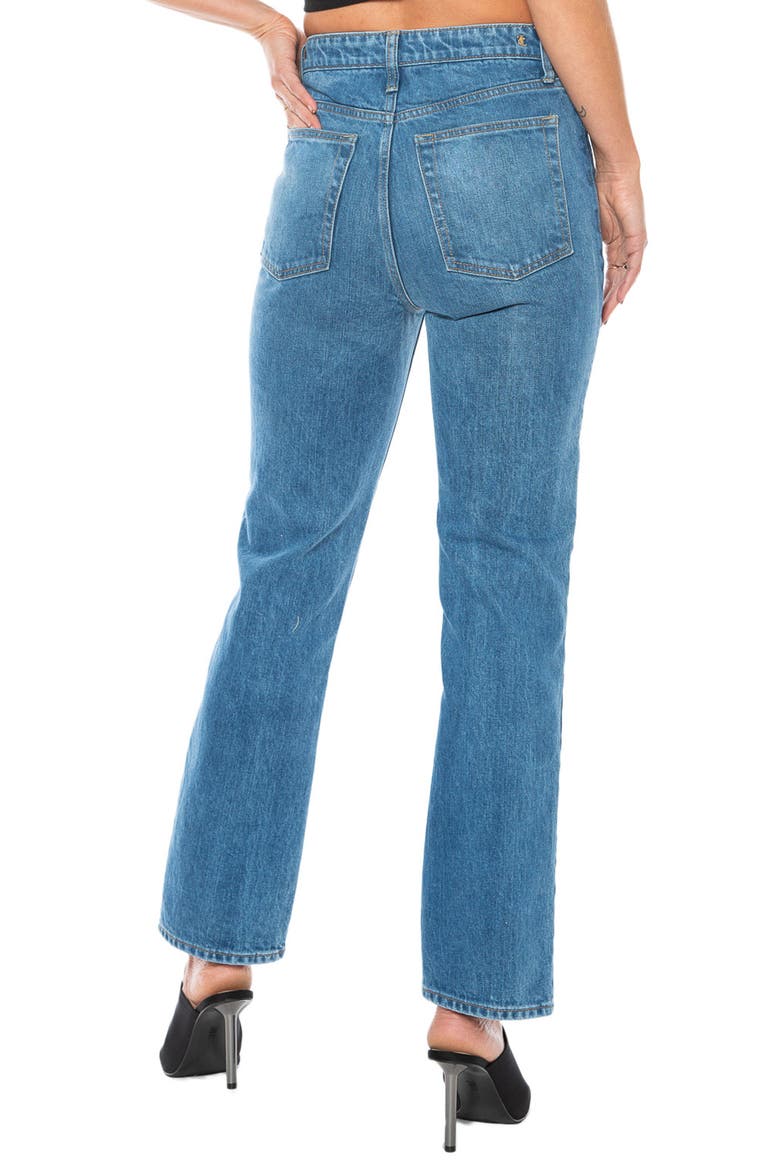 Seamed Slit Hem Straight Leg Jeans, Alternate, color, MEDIUM WASH