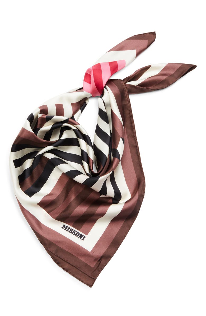 Missoni Zigzag Print Silk Square Scarf, Alternate, color, 0002 Brown Multi