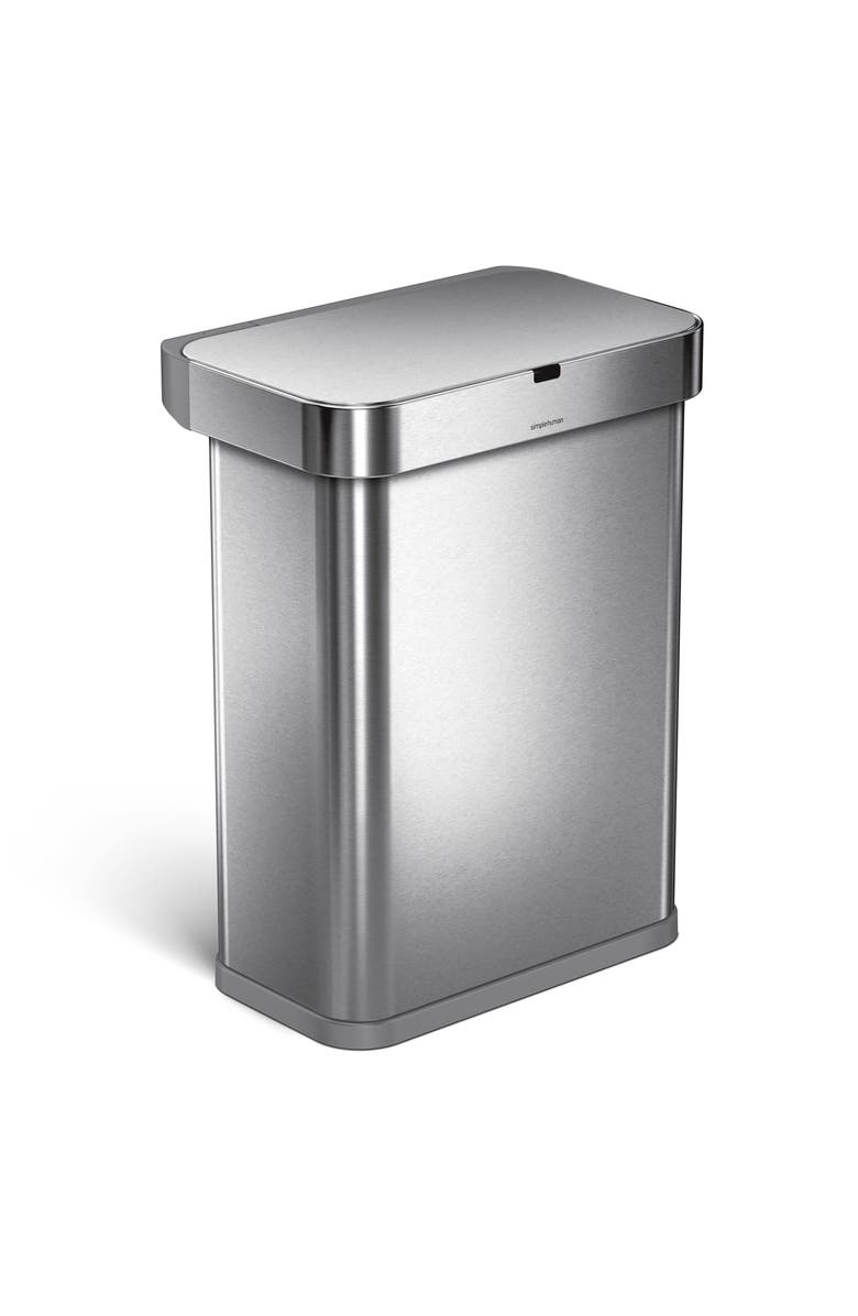 simplehuman 58L rectangular sensor can with voice and motion control, Main, color,