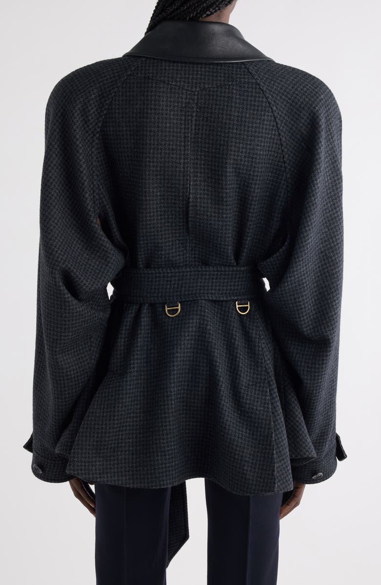 Chloé Houndstooth Wool Hunting Jacket, Alternate, color, Pearly Black