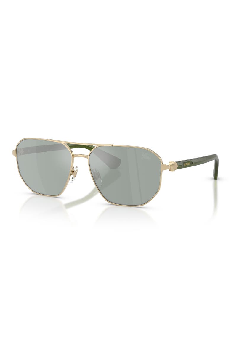 60mm Pilot Sunglasses, Alternate, color, LIGHT GOLD / GREEN SILVER