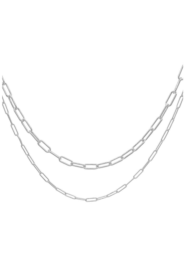 14K Gold Plated 3mm & 4mm Paperclip Chain Necklace Set, Main, color, SILVER