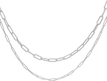 14K Gold Plated 3mm & 4mm Paperclip Chain Necklace Set