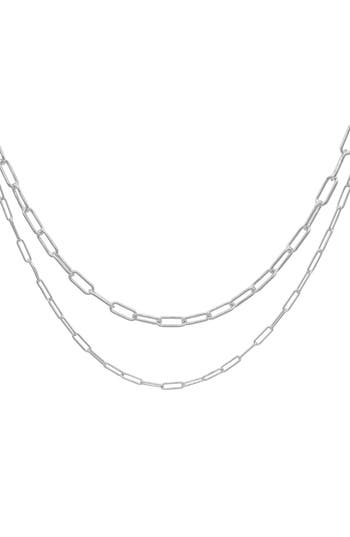 Adornia Silver Plated 3mm And 4mm Paper Clip Chain Set In Silver