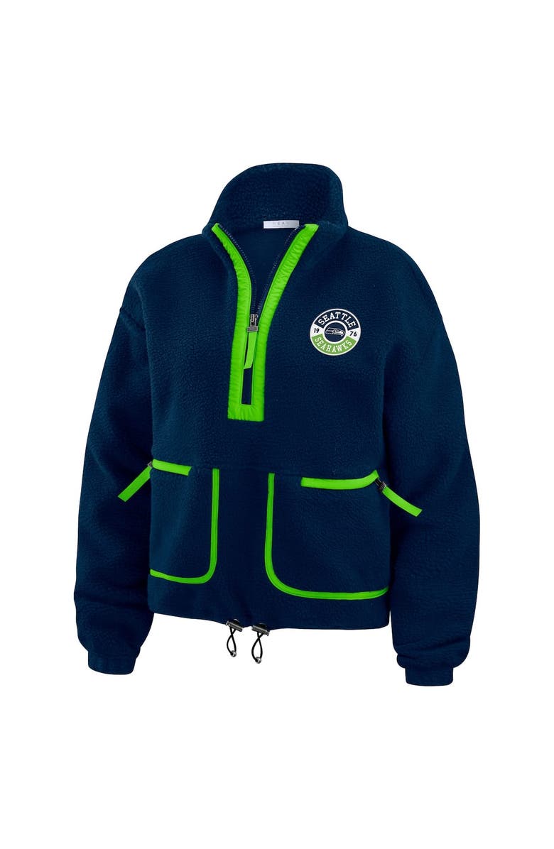 WEAR by Erin Andrews Women's WEAR by Erin Andrews College Navy Seattle Seahawks Polar Fleece Half-Zip Jacket, Alternate, color, Navy