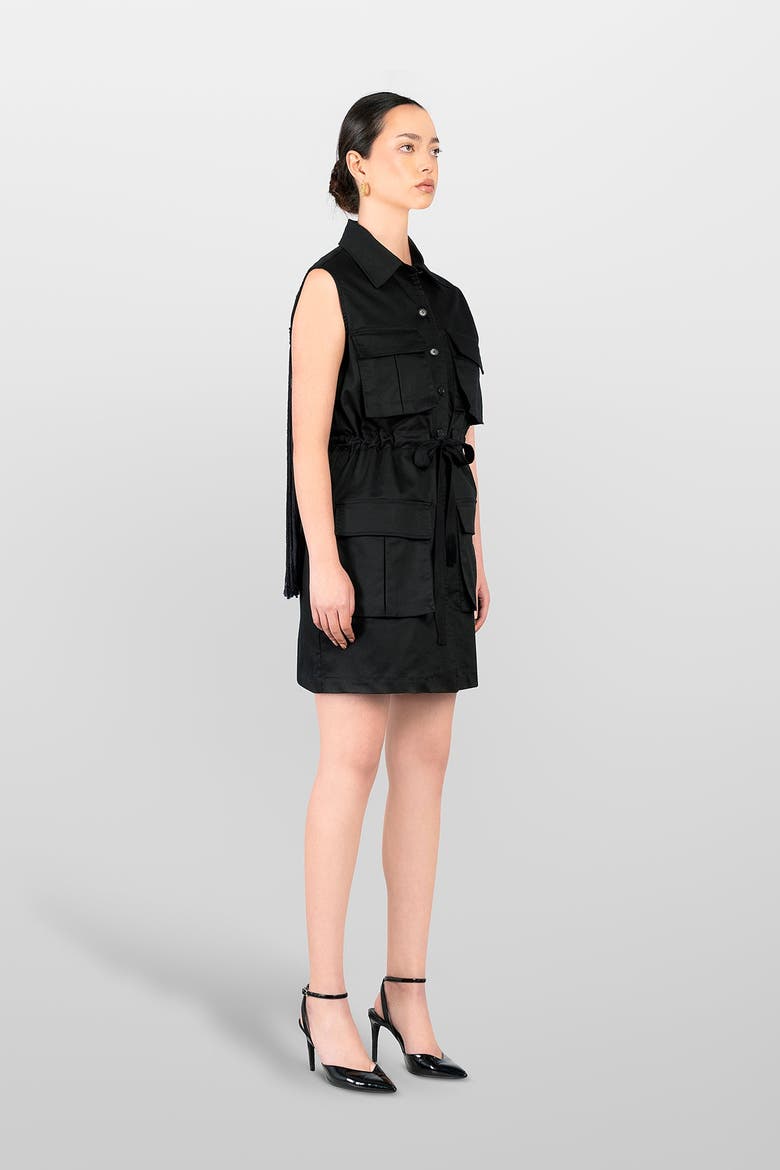 Sahariana Cotton Dress, Alternate, color, Black