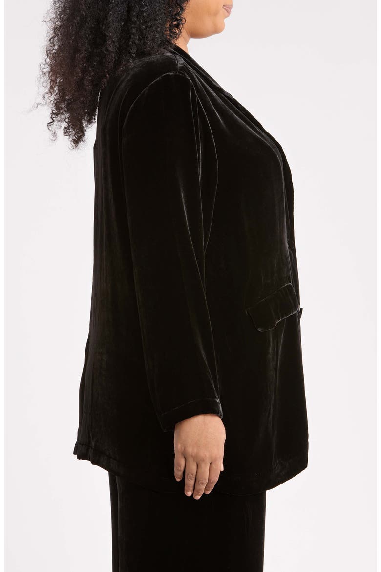 Velvet Long Blazer, Alternate, color, BLACK