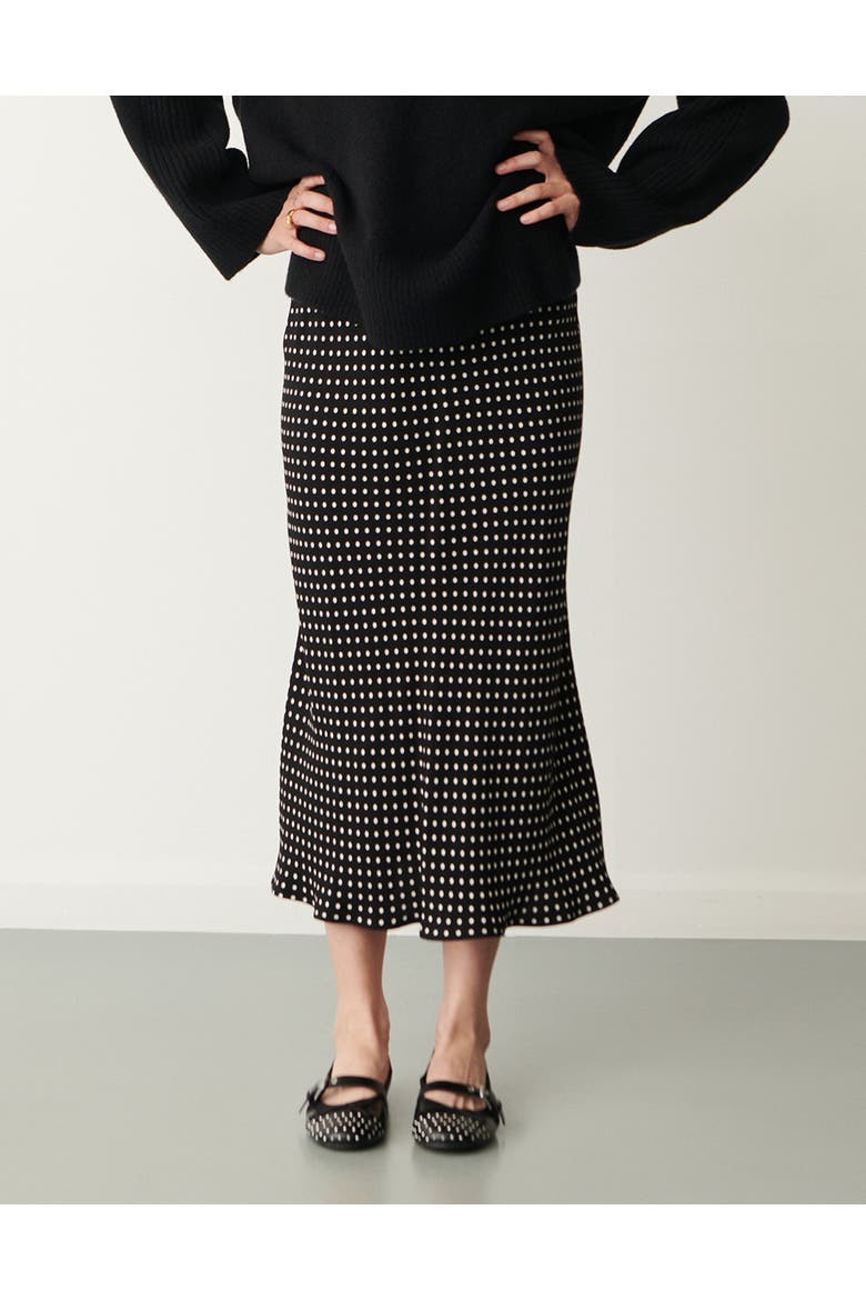 Evelyn Polka Dot Midi Skirt, Main, color, Black Spot