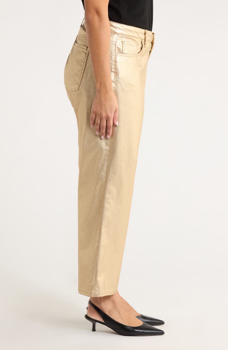 KUT from the Kloth Coated High Waist Wide Leg Ankle Jeans, Alternate, color, Gold