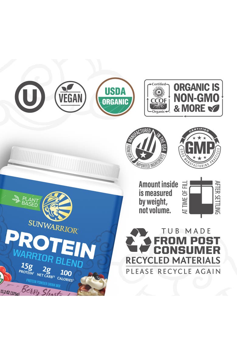 Organic Warrior Blend Berry Shortcake Protein Powder Tub, Alternate, color, 375g