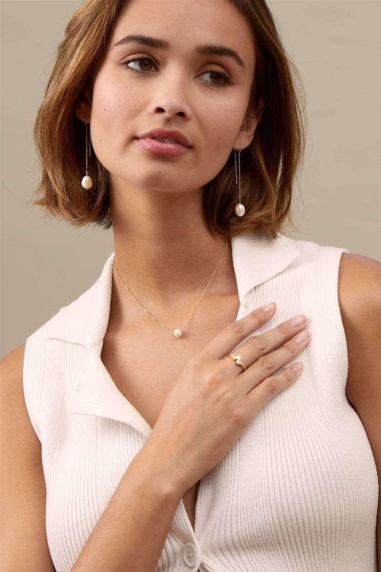 Charlize Pearl Necklace, Alternate, color, Gold / White