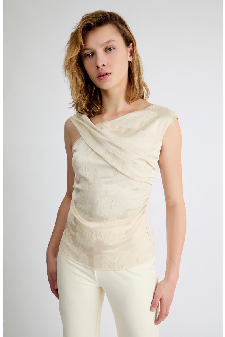 Isla Satin Asymmetric Neck Top, Alternate, color, BEIGE