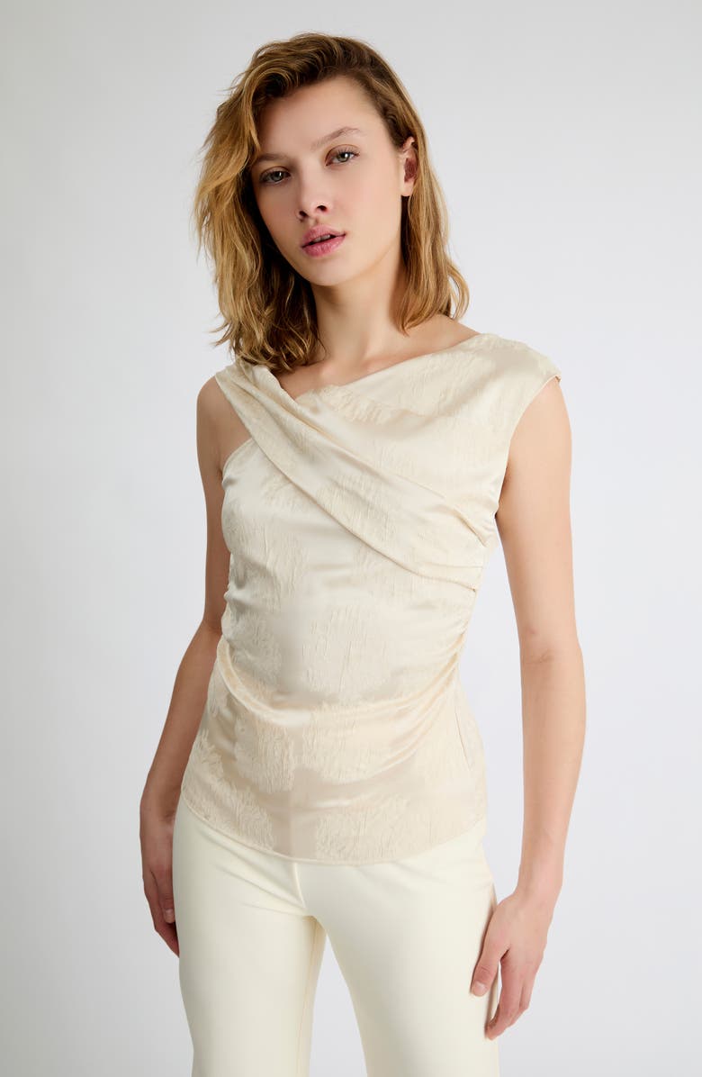 Extro & Vert Isla Satin Asymmetric Neck Top, Alternate, color, Beige