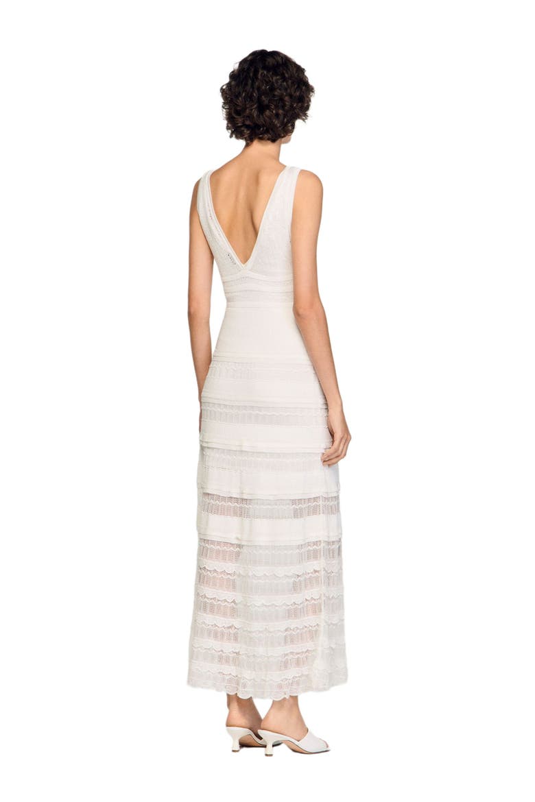 Pointelle knit maxi dress, Alternate, color, White