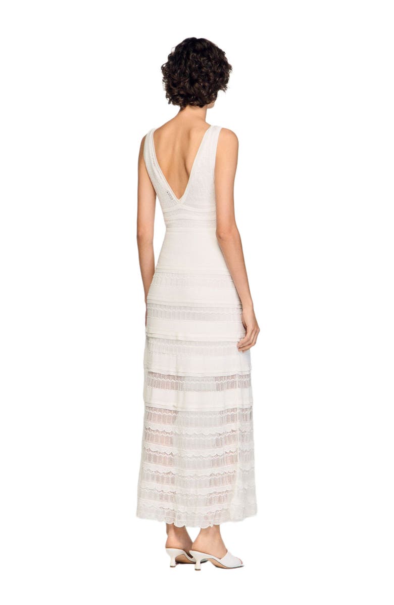 SANDRO Pointelle knit maxi dress, Alternate, color, White