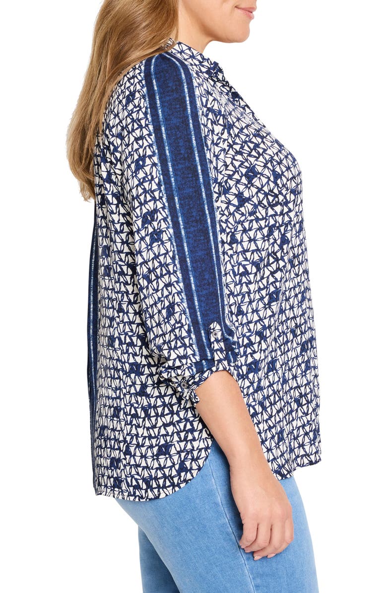 NIC+ZOE Etched Angles Print Shirt, Alternate, color, Indigo Multi