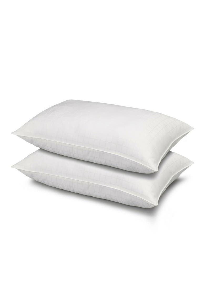 100% Cotton Dobby-Box Shell Firm Back/Side Sleeper Down Alternative Pillow, Set of 2, Main, color, WHITE