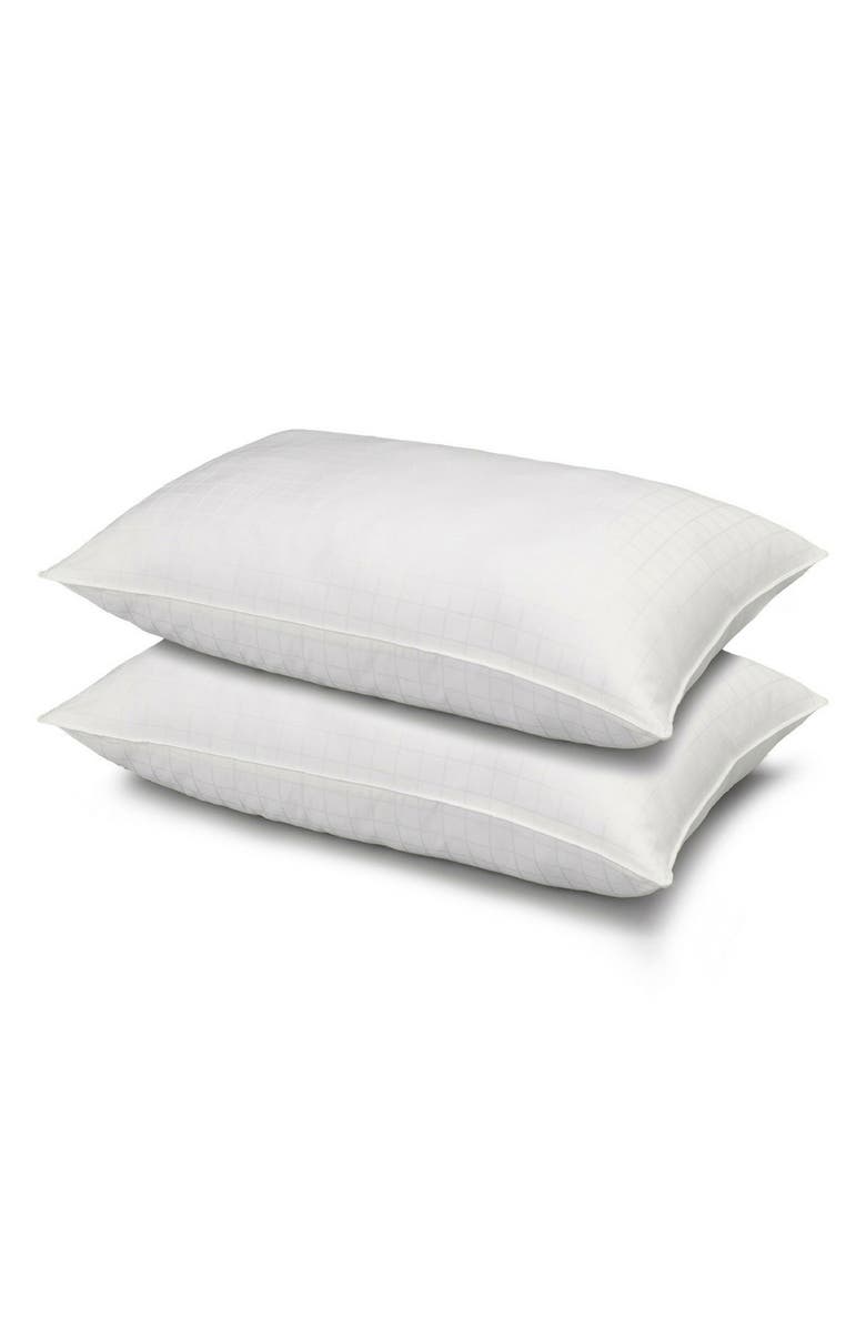 ELLA JAYNE HOME 100% Cotton Dobby-Box Shell Firm Back/Side Sleeper Down Alternative Pillow, Set of 2, Main, color, White