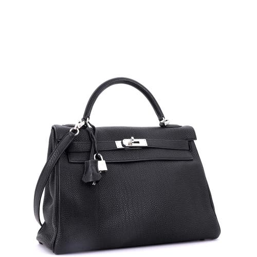 Pre-owned Hermes Hermes Kelly Handbag Black Togo With Palladium Hardware 32 In Black