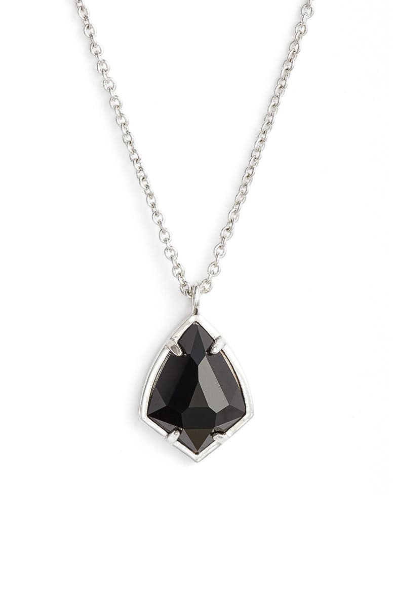 'Cory' Semiprecious Stone Pendant Necklace, Main, color, BLACK/ SILVER