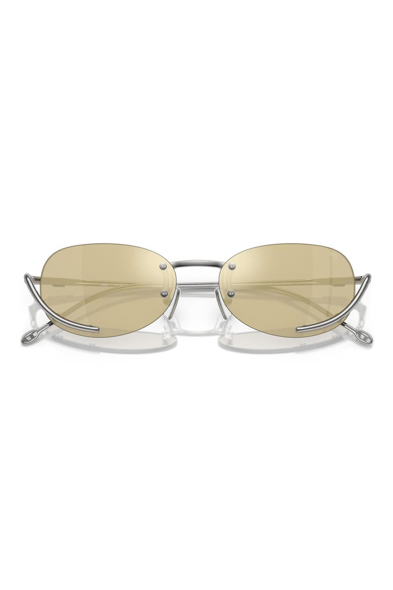 53mm Oval Sunglasses, Alternate, color, BRUSHED SILVER/ YELLOW MIRROR