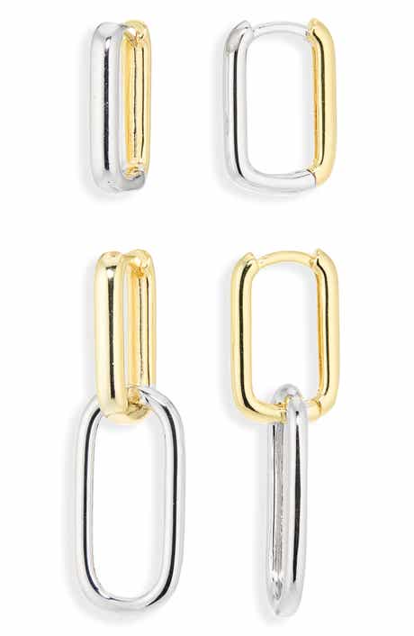 Set of 2 Pairs Huggie Hoop & Drop Earrings
