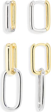 ARGENTO VIVO Set of 2 Pairs Huggie Hoop & Drop Earrings
