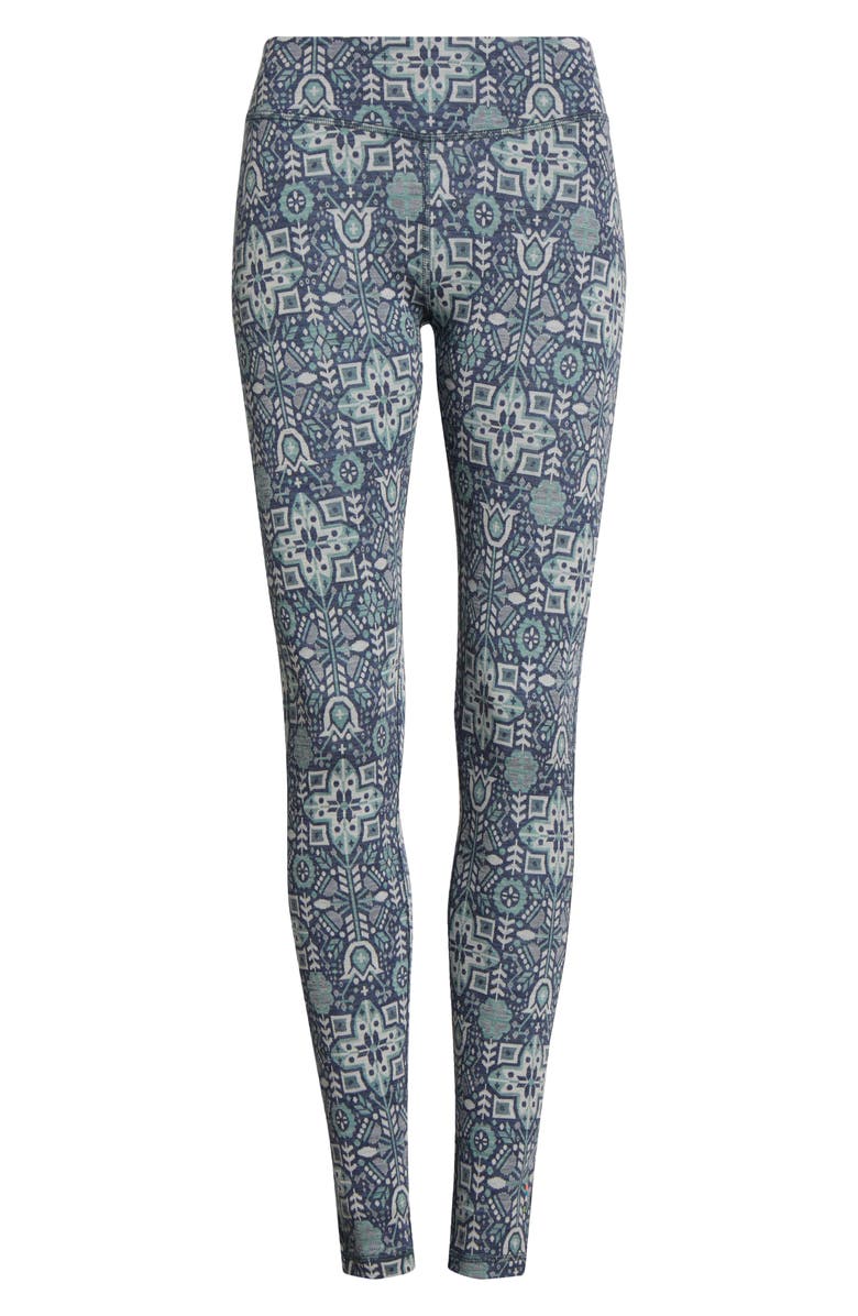 Smartwool Classic Merino Wool Thermal Leggings, Alternate, color, Nightfall Deco Flora