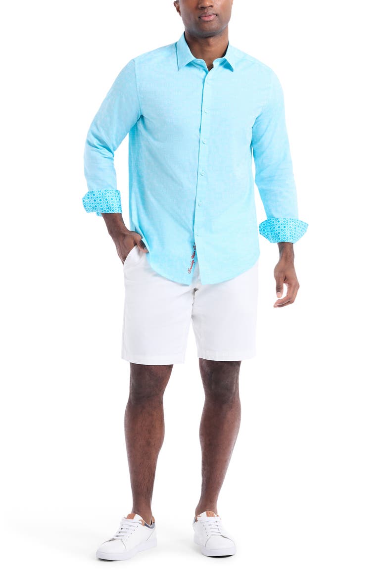 Stellman Long Sleeve Cotton Button-Up Shirt, Alternate, color, SEAFOAM