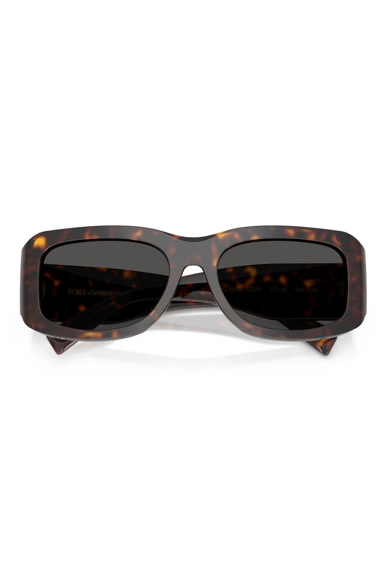 57mm Rectangular Sunglasses, Alternate, color, HAVANA / DARK GREY