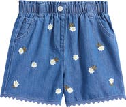 NEXT Kids' Embroidered Daisies Denim Shorts