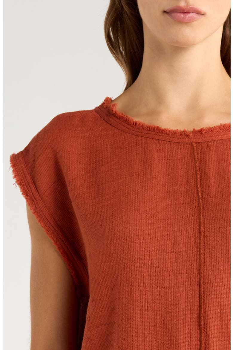 Bali Fray Edge Cotton Cover-Up Crop Top, Alternate, color, CLAY