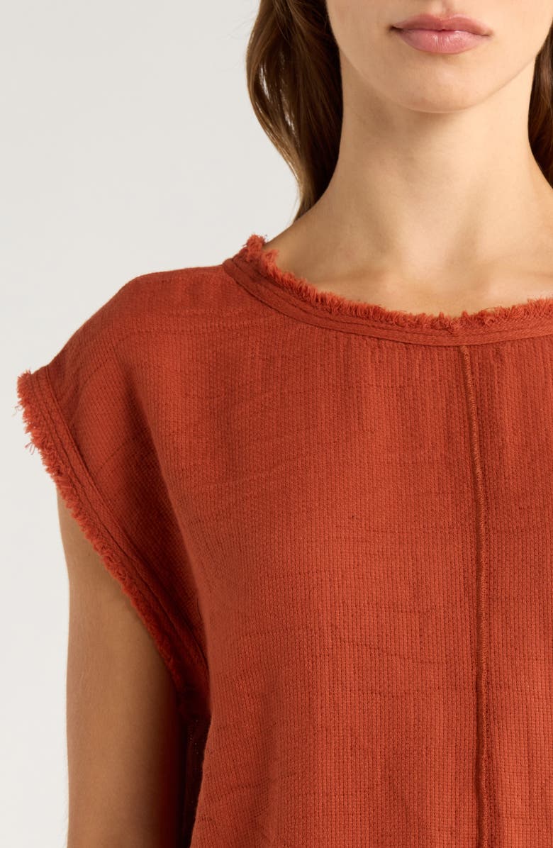 Elan Bali Fray Edge Cotton Cover-Up Crop Top, Alternate, color, Clay
